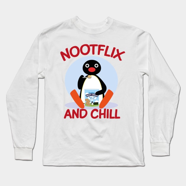 Pingu - Nootflix and chill Long Sleeve T-Shirt by forsakenstar